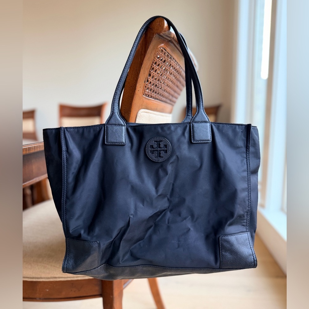 Tory Burch Navy Nylon Tote Bag